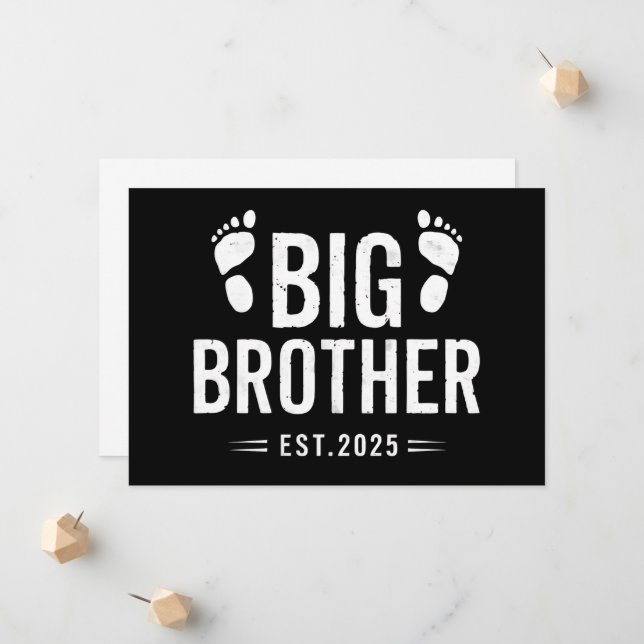 Promoted to Big Brother Est. 2025 Baby Announce Announcement (Front/Back In Situ)