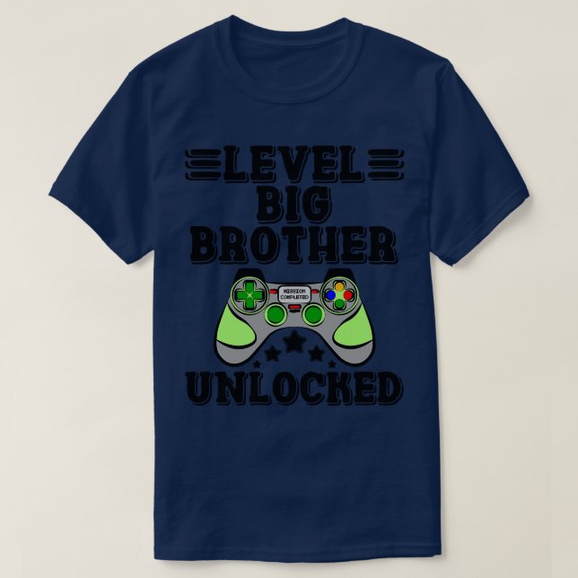 Promoted To Big Brother Level Unlocked Bro Gaming  T-Shirt (Design Front)