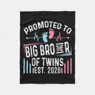 Promoted To Big Brother Of Twins Est 2026 Baby Sho Fleece Blanket