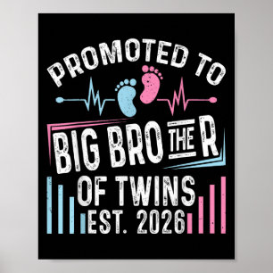 Promoted To Big Brother Of Twins Est 2026 Baby Sho Poster