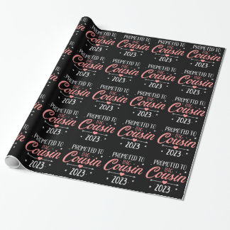 Promoted to big cousin 2023 pregnancy announcement wrapping paper