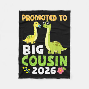 Promoted To Big Cousin 2026 Cute Dinosaur Family T Fleece Blanket