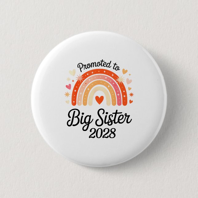 Promoted To Big Sister 2028 New Baby Pregnancy Ann 2 Inch Round Button (Front)