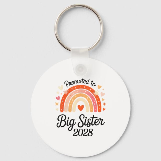 Promoted To Big Sister 2028 New Baby Pregnancy Ann Keychain (Front)