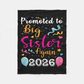 Promoted To Big Sister Again 2026 Baby Shower Gift Fleece Blanket