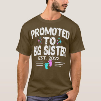 Promoted To Big Sister Est 2022 Gender Reveal Pink T-Shirt