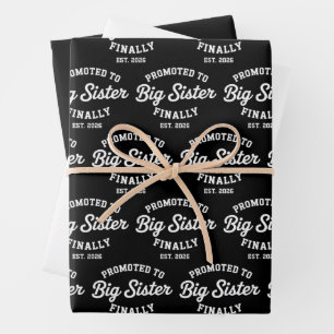 Promoted To Big Sister Finally 2026 Pregnancy Baby Wrapping Paper Sheet