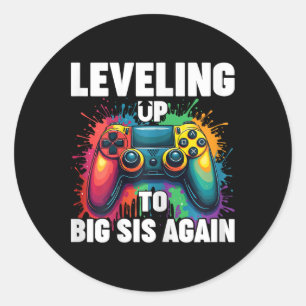 Promoted To Big Sister Gamer Levelling Up To Big S Classic Round Sticker