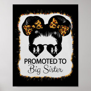 Promoted To Big Sister Leopard Girl Baby Announcem Poster