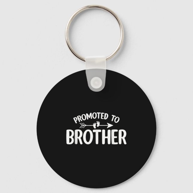 Promoted To Brother Funny Pregnancy Announcement B Keychain (Front)