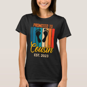 Promoted To Cousin Est 2023 Vintage Retro Baby Sho T-Shirt