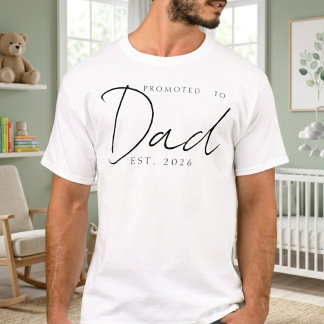 Promoted To Dad Classic EST Year Script Design T-Shirt