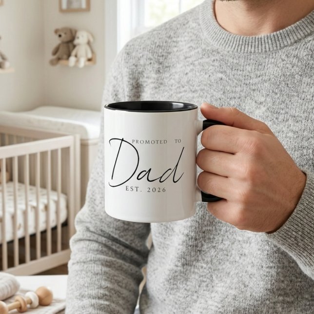 Promoted To Dad Elegant EST Year Script Design Mug (Creator Uploaded)