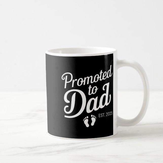 Promoted To Dad Est 2025 Funny Soon To Be Dad _1  Coffee Mug (Right)