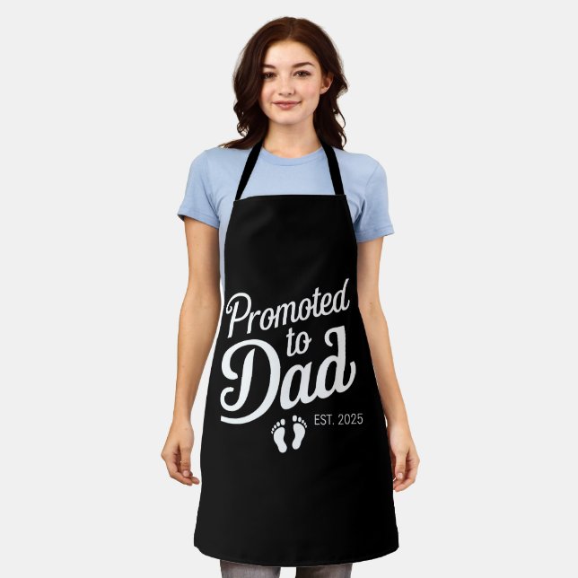 Promoted To Dad EST 2025 Funny Soon To Be Dad Apron (Worn)