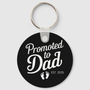Promoted To Dad EST 2025 Funny Soon To Be Dad Keychain