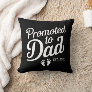 Promoted To Dad EST 2025 Funny Soon To Be Dad Throw Pillow