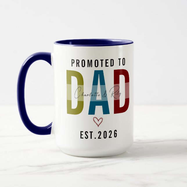 Promoted to Dad | Personalized First Father’s Day Mug (Left)