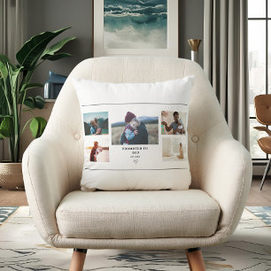 Promoted to Dad Photo Collage – Personalize Throw Pillow