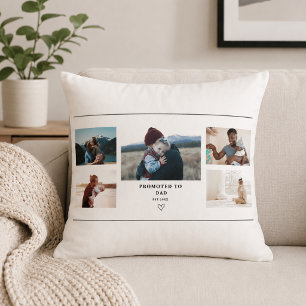 Promoted to Dad Photo Collage – Personalize Throw Pillow