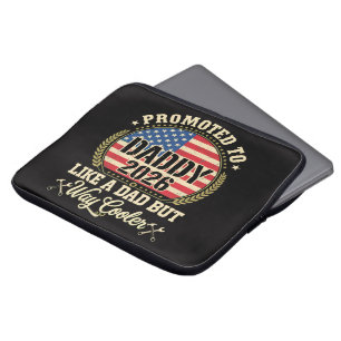 Promoted to Daddy 2026 Funny American Flag Laptop Sleeve