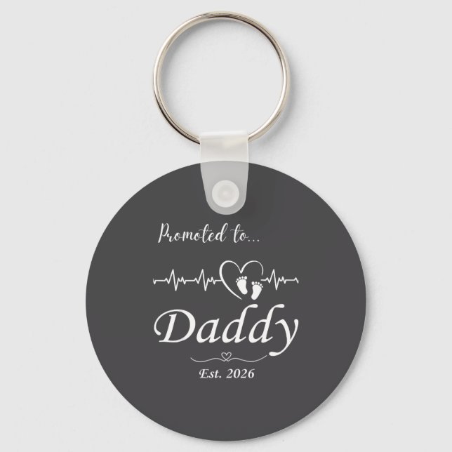 Promoted To Daddy Est 2026 Baby Announcement  Keychain (Front)
