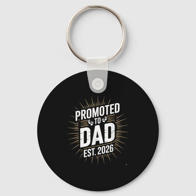 Promoted To Daddy Est 2026 Funny First Time Dad Fa Keychain (Front)