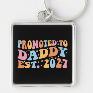 Promoted To Daddy Est 2027 New Dad Announcement Keychain