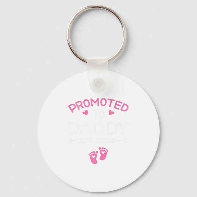 Promoted To Daddy It's A Girl Est 2026 New Dad Fir Keychain (Front)