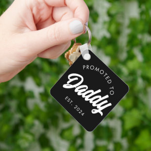 Promoted to Daddy New Dad Gift Fathers Day Keychain