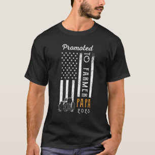 Promoted To Farmer Papa 2023 New Papa USA Flag Pre T-Shirt