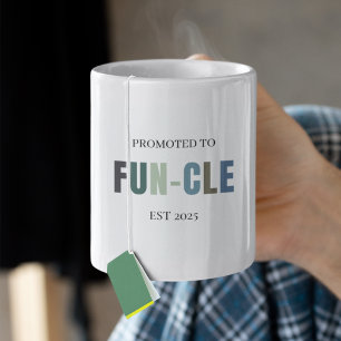Promoted to FUN-CLE EST 2025   Funny New Uncle Two-Tone Coffee Mug