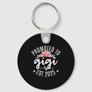 Promoted To Gigi 2025 Flower First Time New Grandm Keychain