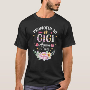 Promoted To Gigi Again 2022 Flower Grandma Announc T-Shirt