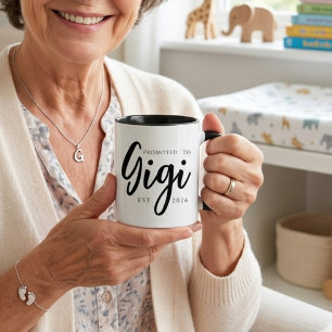Promoted To Gigi Elegant EST Year Script Mug