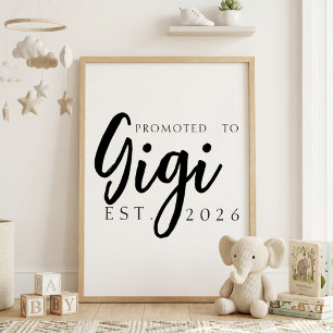 Promoted To Gigi Minimal Family Wall Art