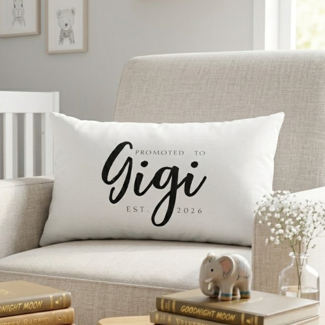 Promoted To Gigi Soft Keepsake Script Lumbar Pillow (Creator Uploaded)