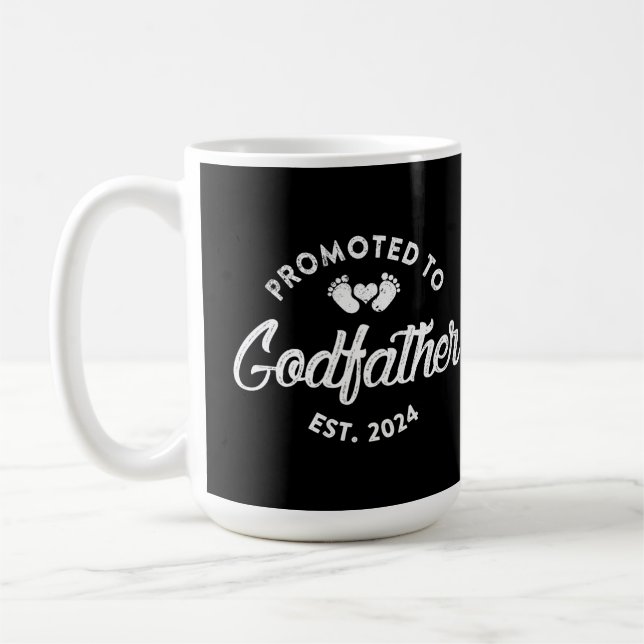 Promoted To Godfather Est 2024 Funny New Uncle Coffee Mug (Left)