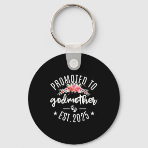 Promoted To Godmother 2025 Flower First Time New G Keychain