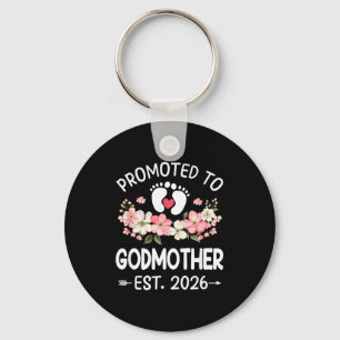 Promoted To Godmother 2026 First Time Floral New G Keychain