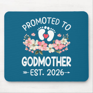 Promoted To Godmother 2026 First Time Floral New G Mouse Pad