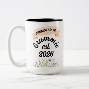 Promoted to Grammie, Wildflower Grammie,grandma Two-Tone Coffee Mug