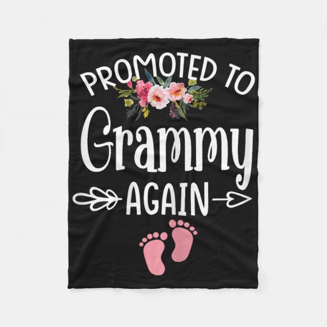 Promoted To Grammy Again Shirt Flower New Grammy  Fleece Blanket (Front)