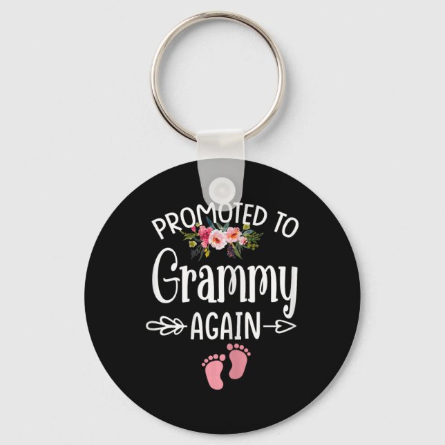 Promoted To Grammy Again Shirt Flower New Grammy  Keychain (Front)