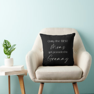 Promoted to Grammy Simple Black and White Text T Throw Pillow