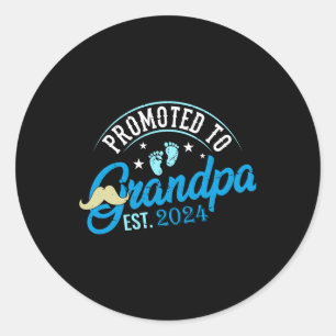 Promoted To Grandad Est 2024 New Grandad Gift Classic Round Sticker