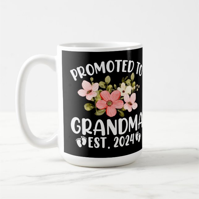 Promoted To Grandma 2024 First Time Nana Floral Coffee Mug (Left)