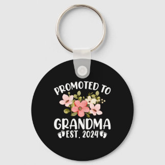 Promoted To Grandma 2024 First Time Nana Floral Keychain
