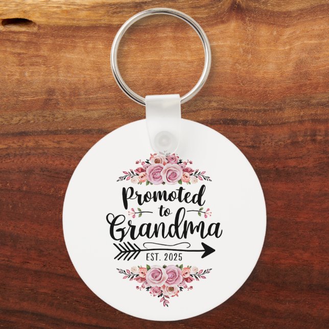 Promoted To Grandma 2025 Pregnancy Announcement Keychain (Front)