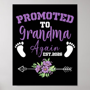 Promoted to grandma 2026 cute flower summer mother poster